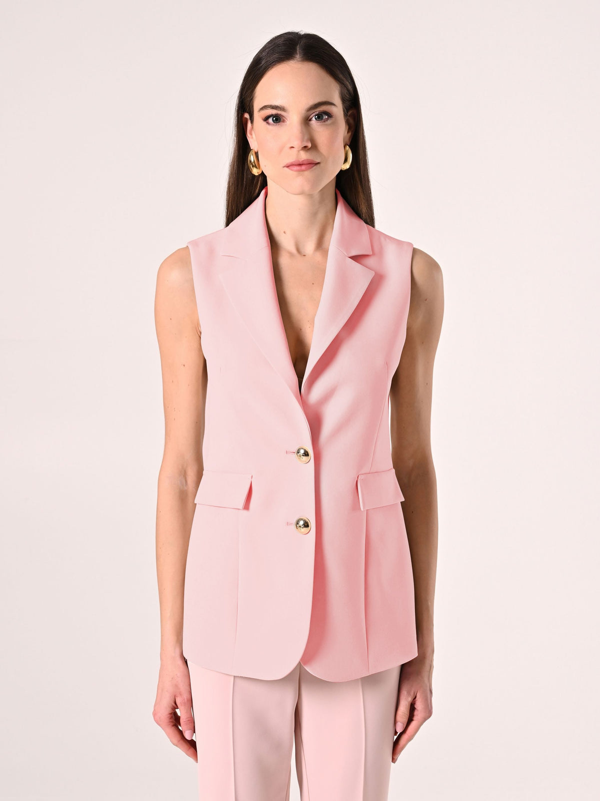 Gilet in Tessuto Tecnico Rosa Chiaro