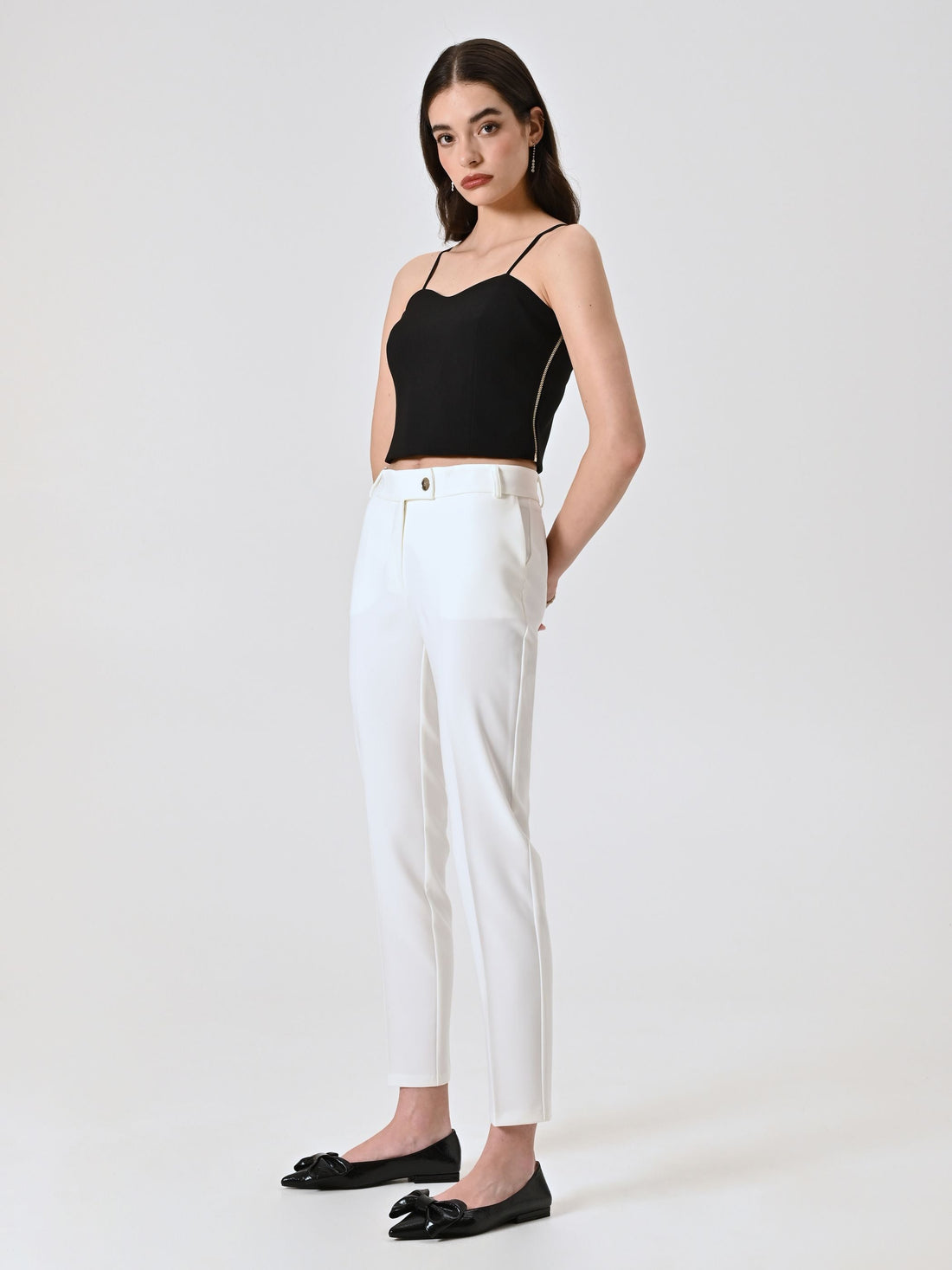 Pantaloni Slim in Tessuto Tecnico Bianco