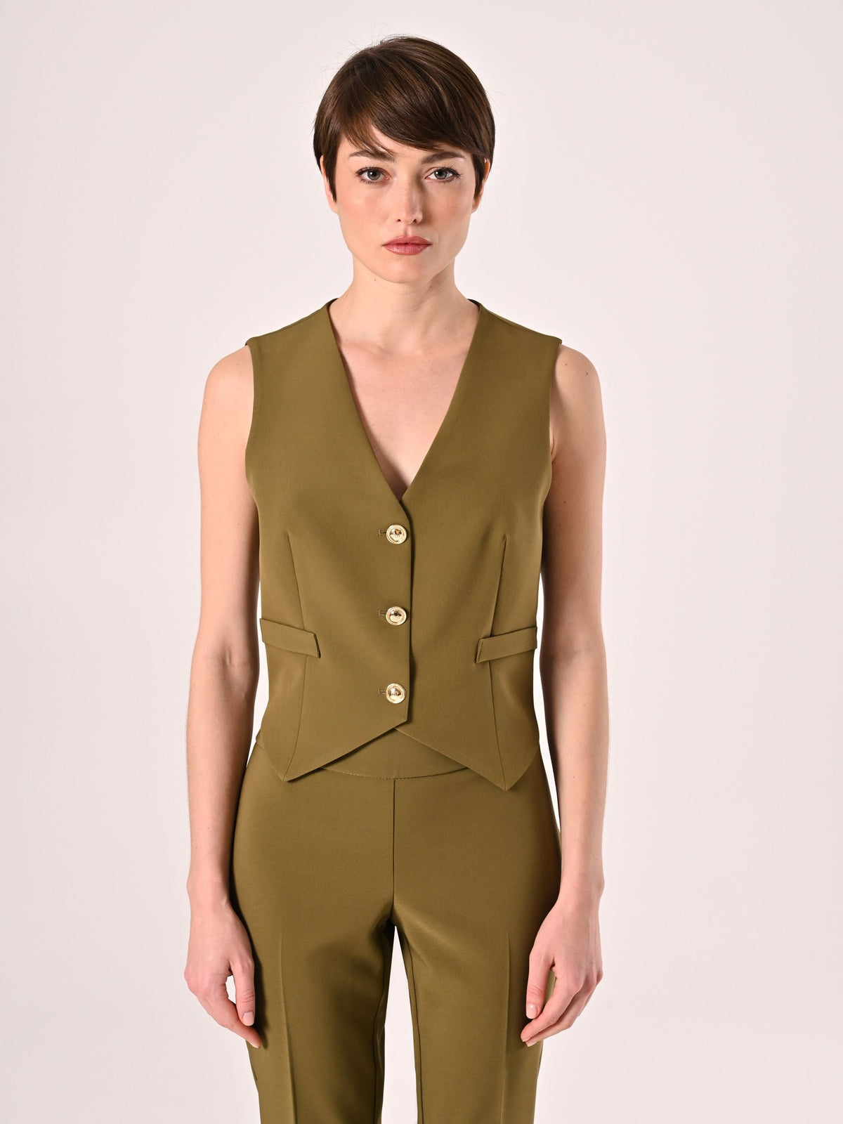 Gilet in Tessuto Tecnico Verde Militare