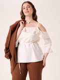 Blusa Bianca Curvy con Cintura Sottile