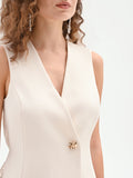 Gilet Bianco in Tessuto Fluido mano Crepe & Pizzo