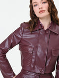 Giacca corta bordeaux rosso effetto pelle