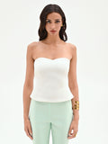 Top bustier bianco con scollo a cuore