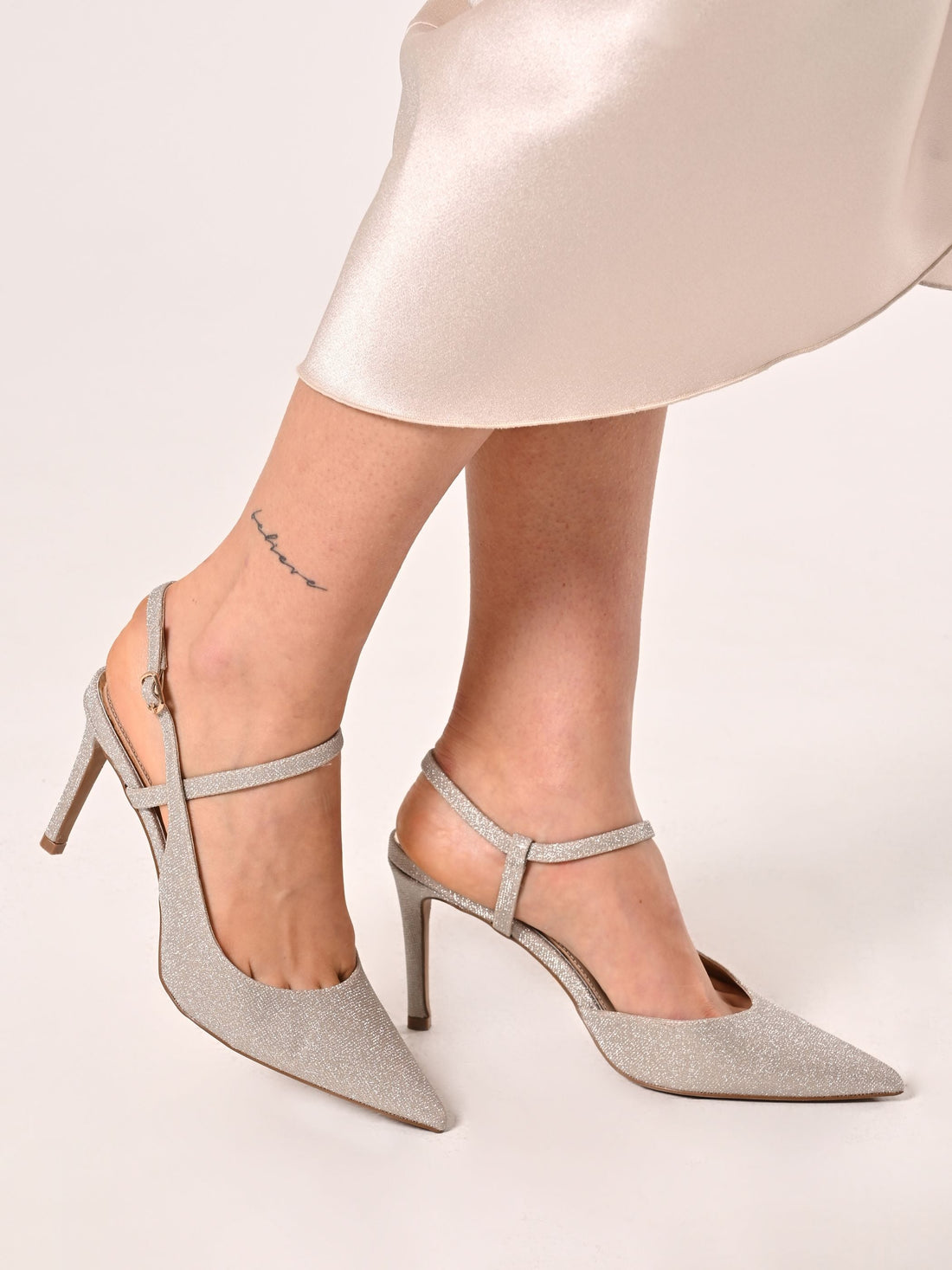 Slingback Glitter Platino