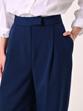 Pantaloni con Pinces in Poliviscosa Blu