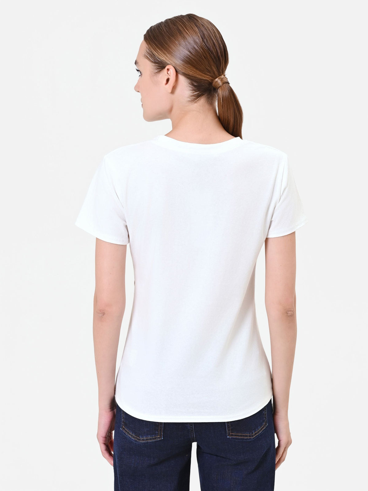 T-shirt panna con applicazioni gioiello