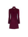 Cappotto bordeaux rosso con collo in piedi