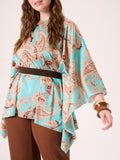 Blusa Curvy stampa Paisley Verde Acqua
