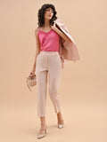 Pantalone cropped rosa con piega centrale
