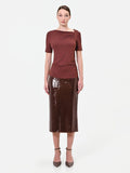 T-shirt asimmetrica moro con drappeggio