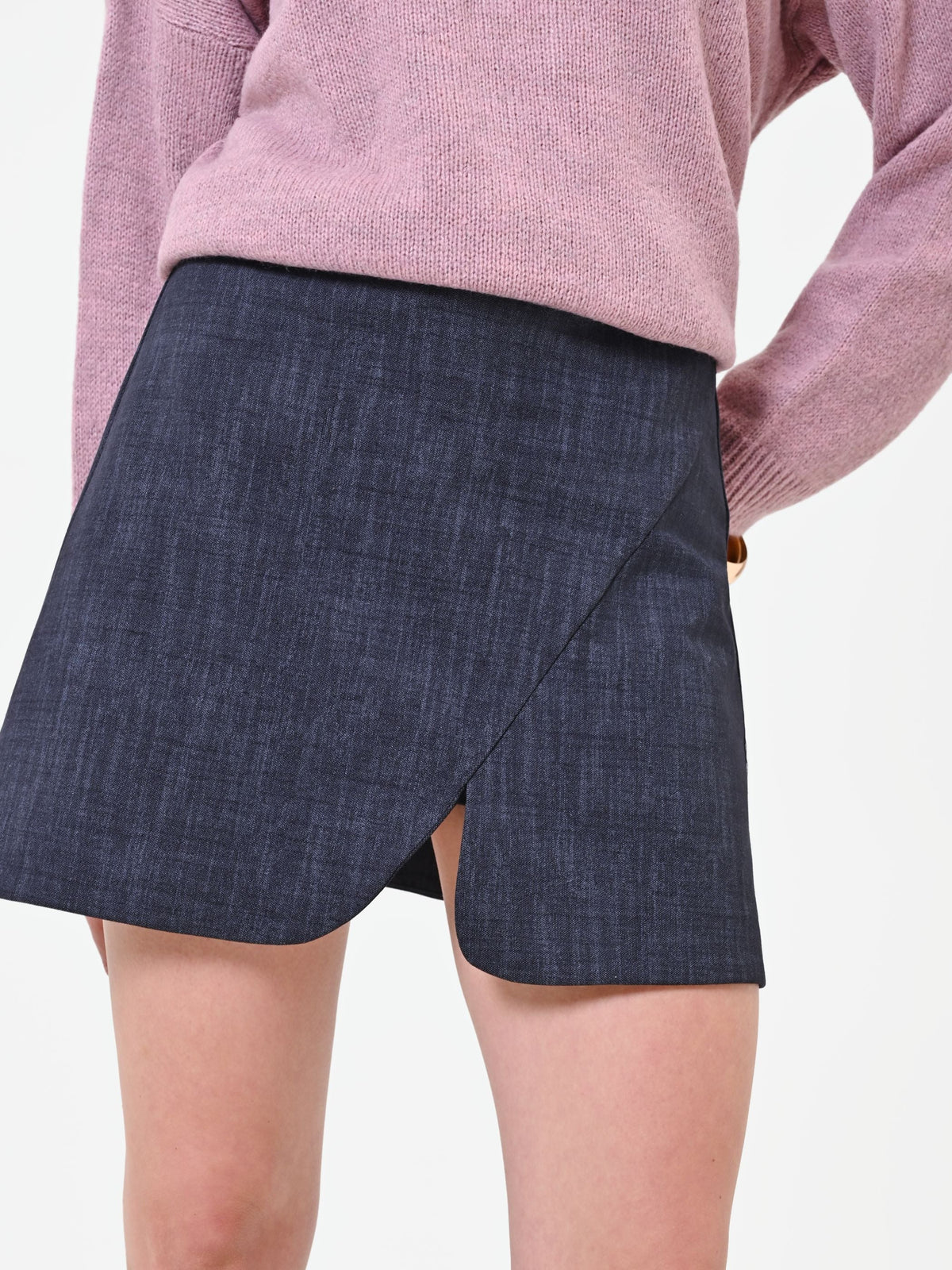 Minigonna blu navy a portafoglio