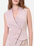 Gilet tortora beige con chiusura asimmetrica