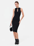 Abito tubino in maglia di viscosa nero con cut-out