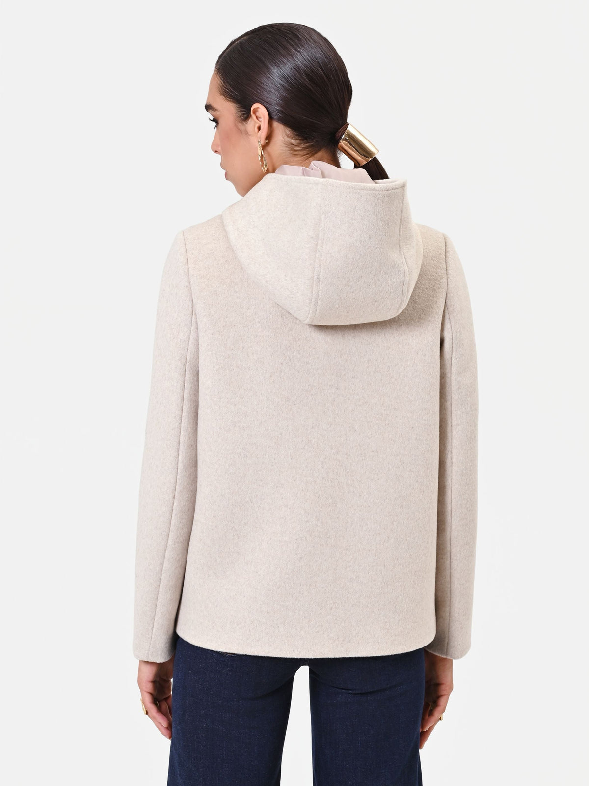 Giacca tortora beige con cappuccio