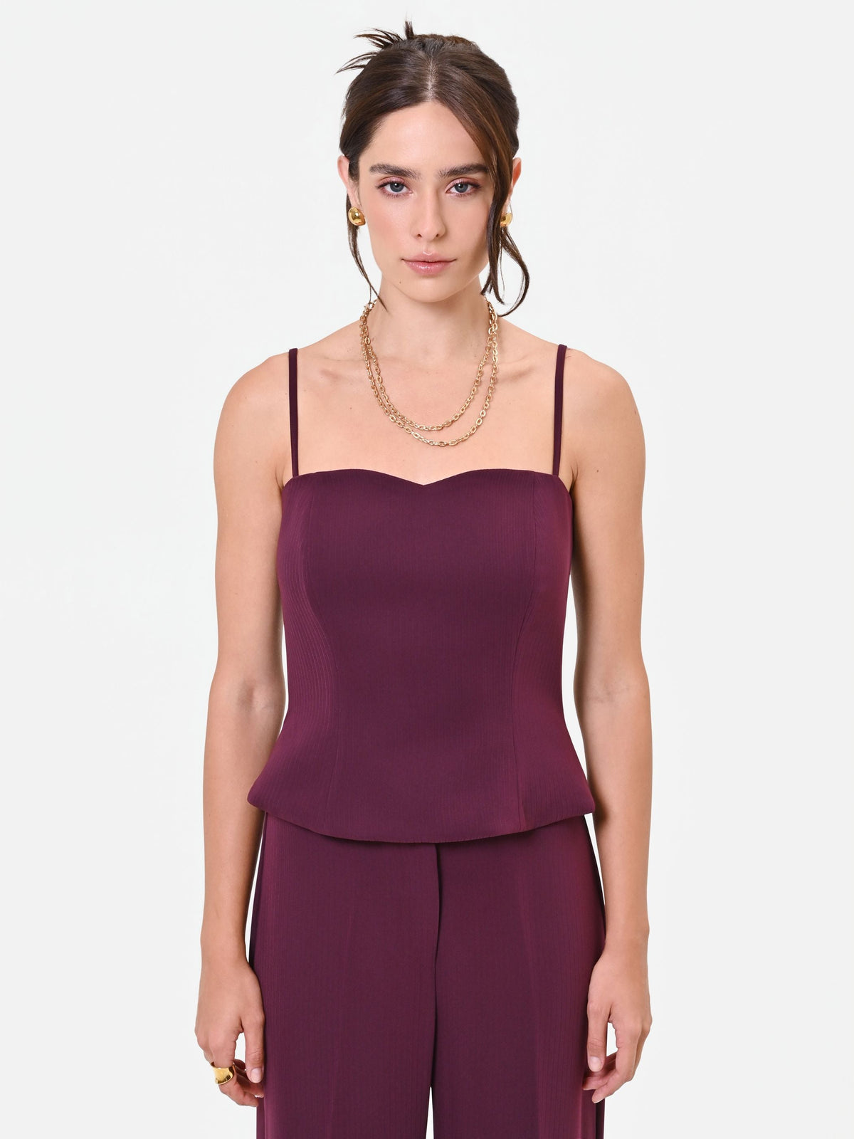 Top Studio  bustier bordeaux in crepe gessato