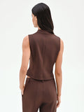 Gilet cioccolato con revers a punta