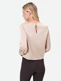 Blusa tortora beige con maniche voluminose
