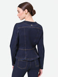 Giacca in denim blu navy con baschina