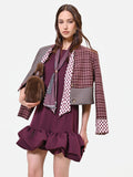 Abito bordeaux rosso con balza