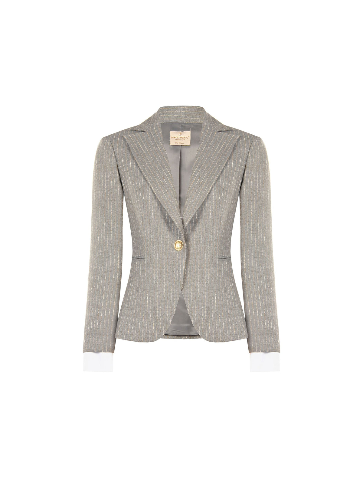 Giacca monopetto grigio chiaro gessata