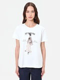 T-shirt panna con stampa grafica 