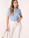 Polo in Maglia Lurex Azzurra