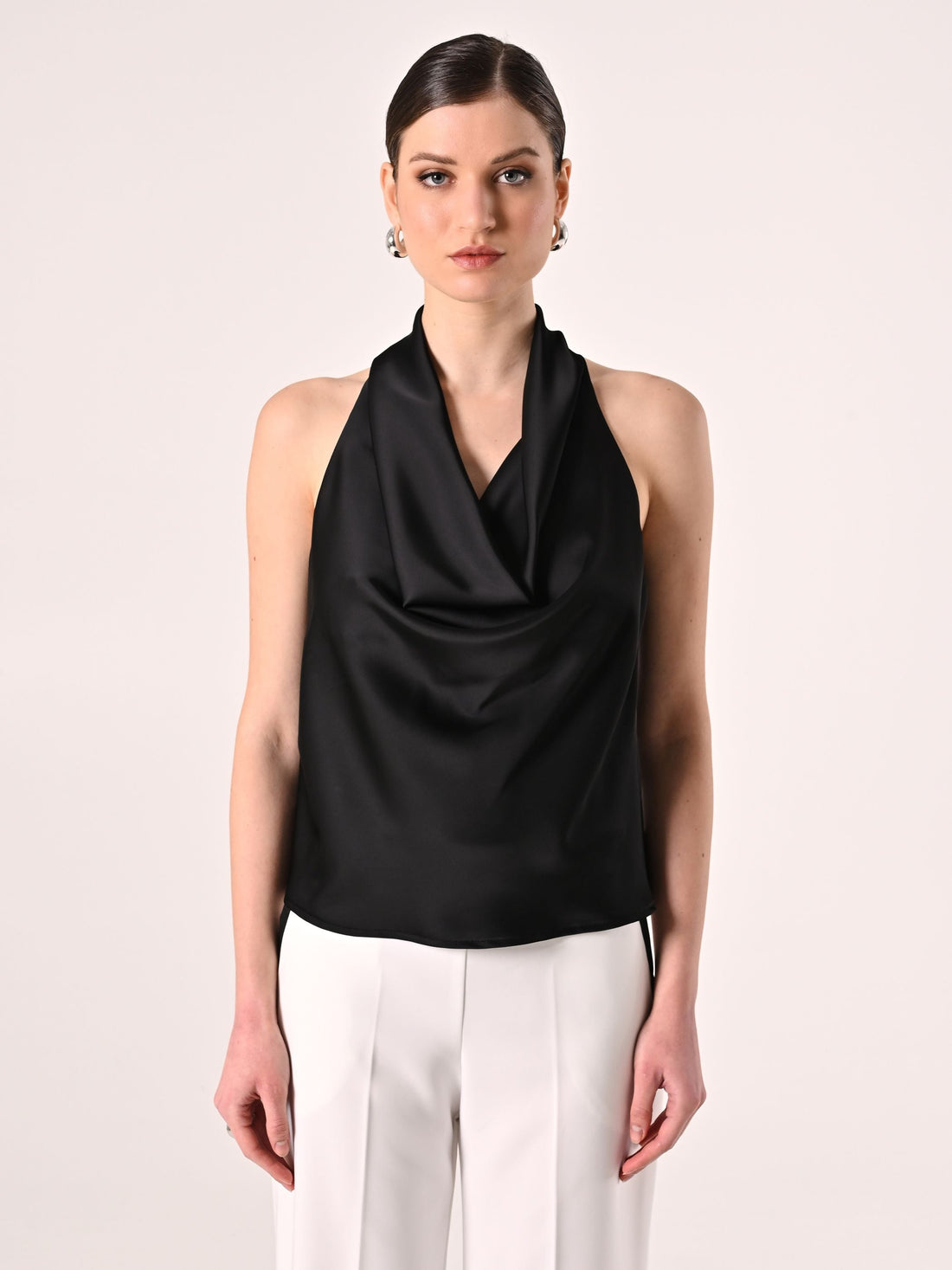 Top Nero in Raso