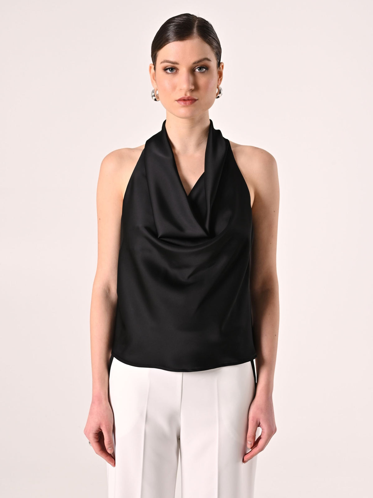 Top Nero in Raso