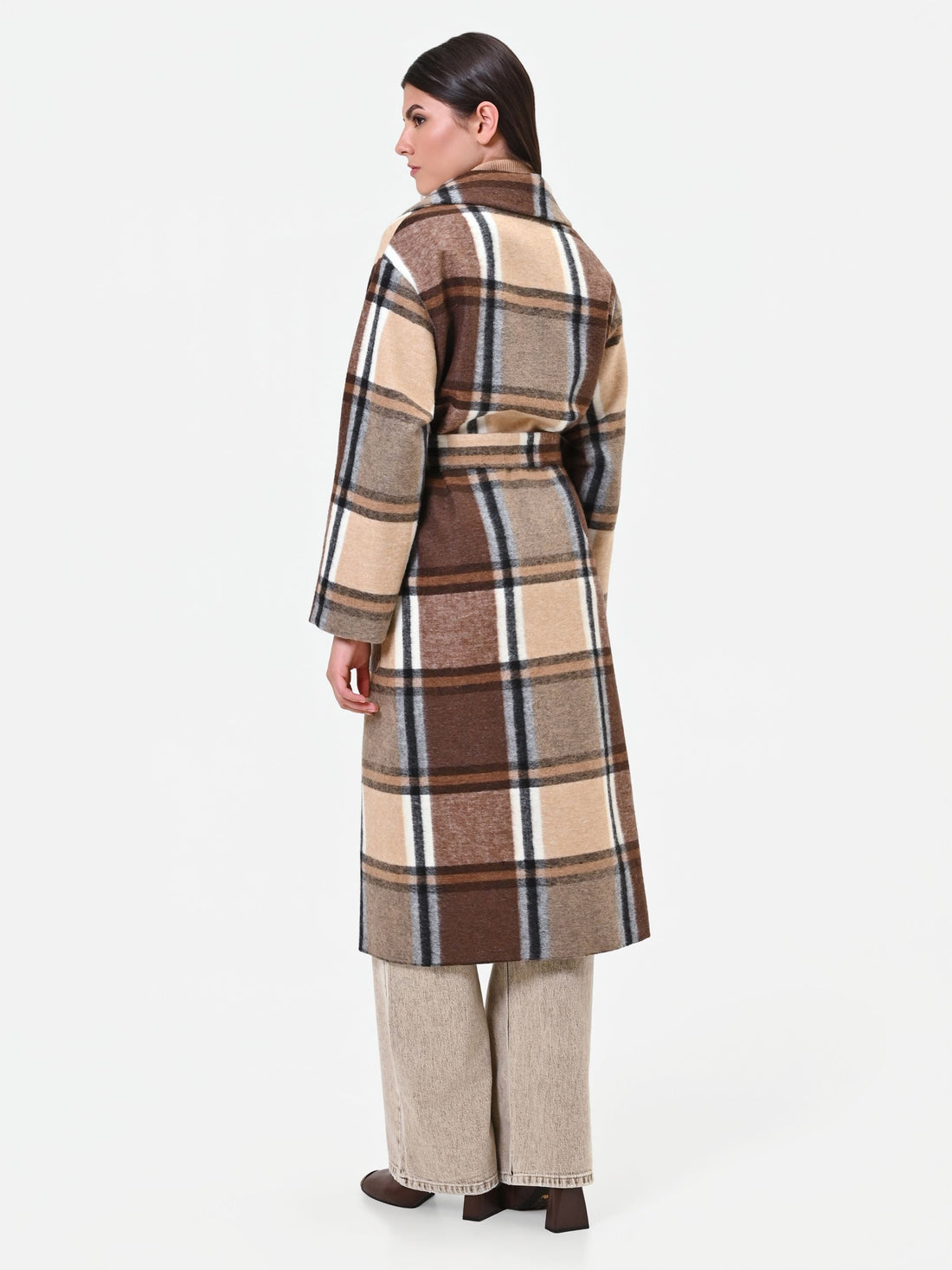 Cappotto a vestaglia fantasia quadri testa di moro in misto lana Giorgia Palmas X Rinascimento