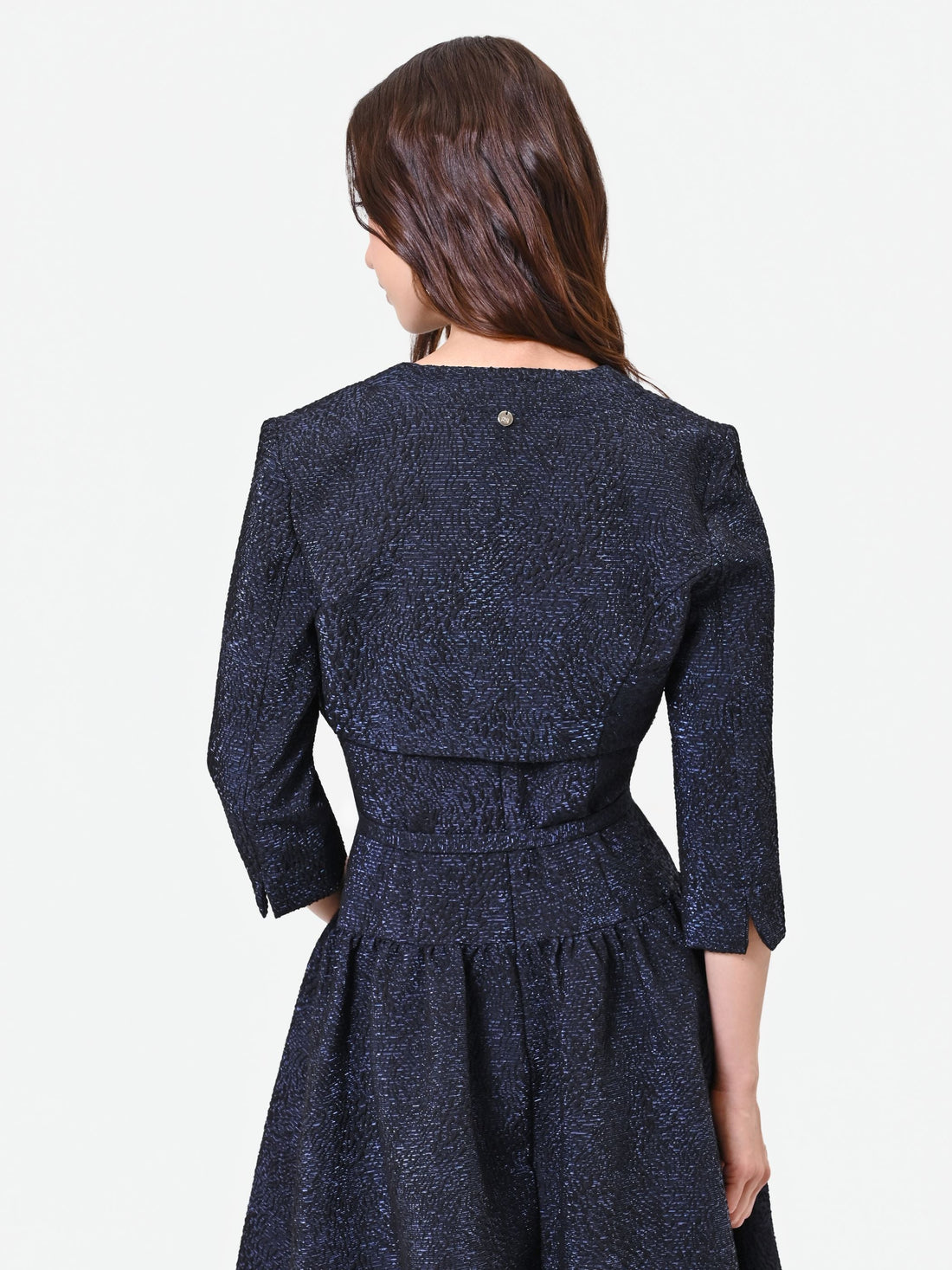 Coprispalla blu navy in tessuto jacquard