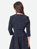 Coprispalla blu navy in tessuto jacquard