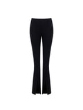 Pantalone nero flared con spacco frontale