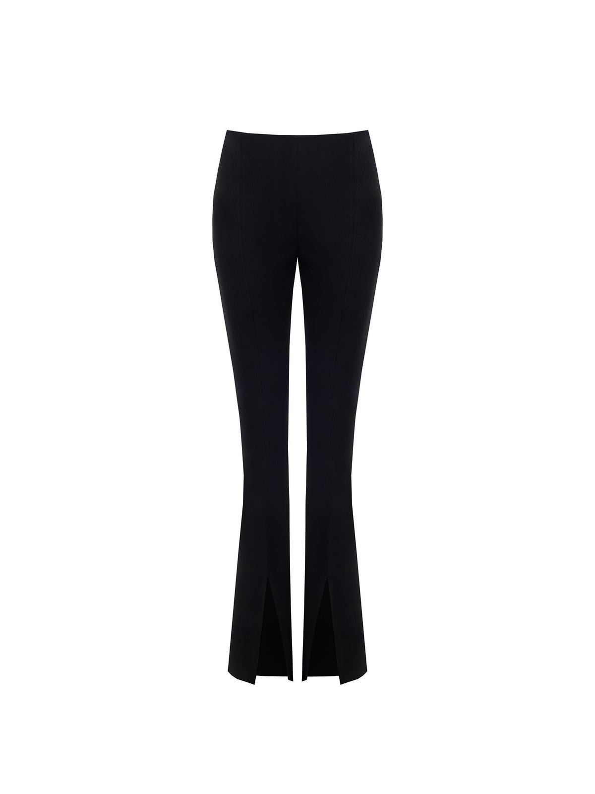 Pantalone nero flared con spacco frontale