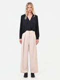 Pantalone palazzo tortora beige con pinces frontali