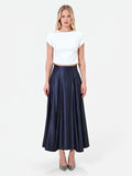 Gonna lunga blu navy con ampie pieghe