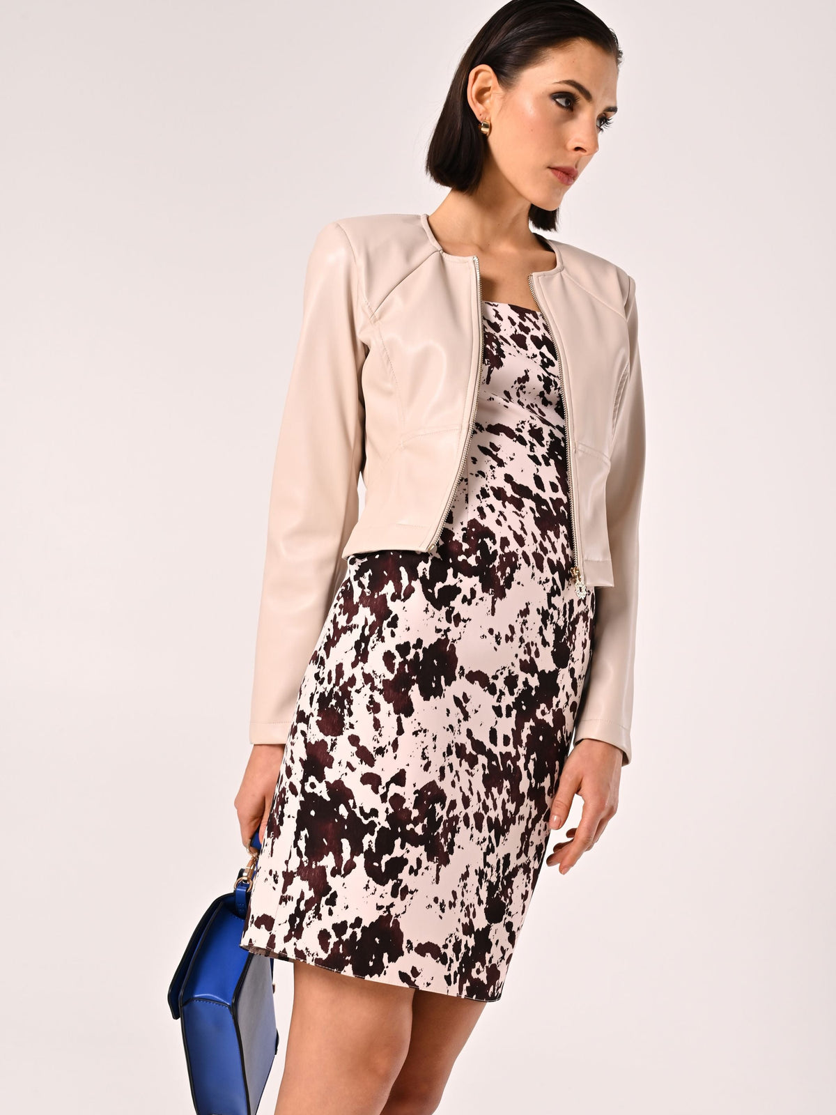 Giacca chiodo similpelle Beige