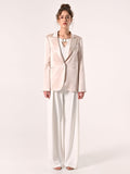 Giacca Monopetto in Raso Strutturato Beige