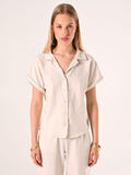 Camicia Boxy Beige in Lino Cotone