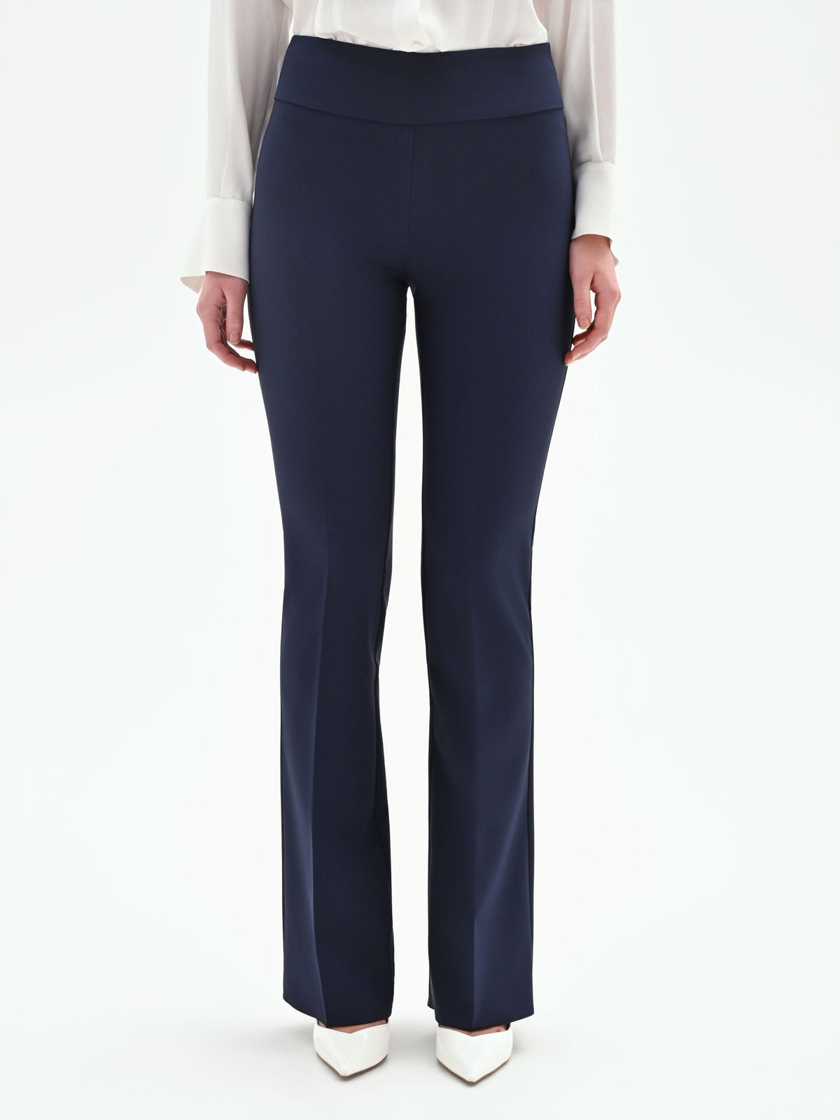 Pantalone a zampa blu in tessuto tecnico