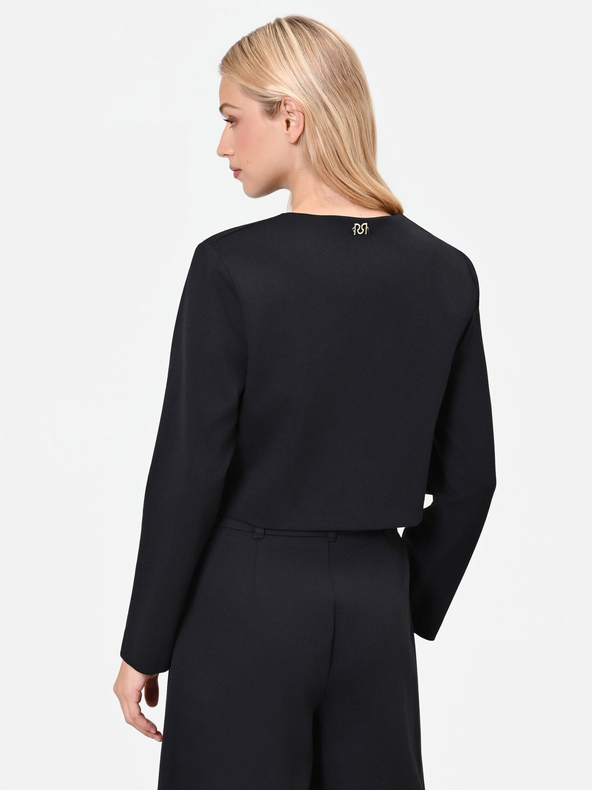 Giacca cropped nera in punto milano
