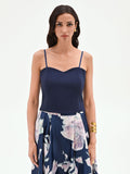 Top bustier blu con scollo a cuore