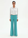 Pantalone palazzo turchese a vita alta