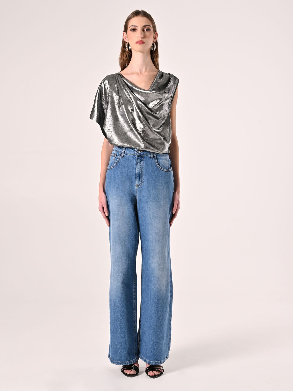 Blusa Monospalla in Cadi Laminato