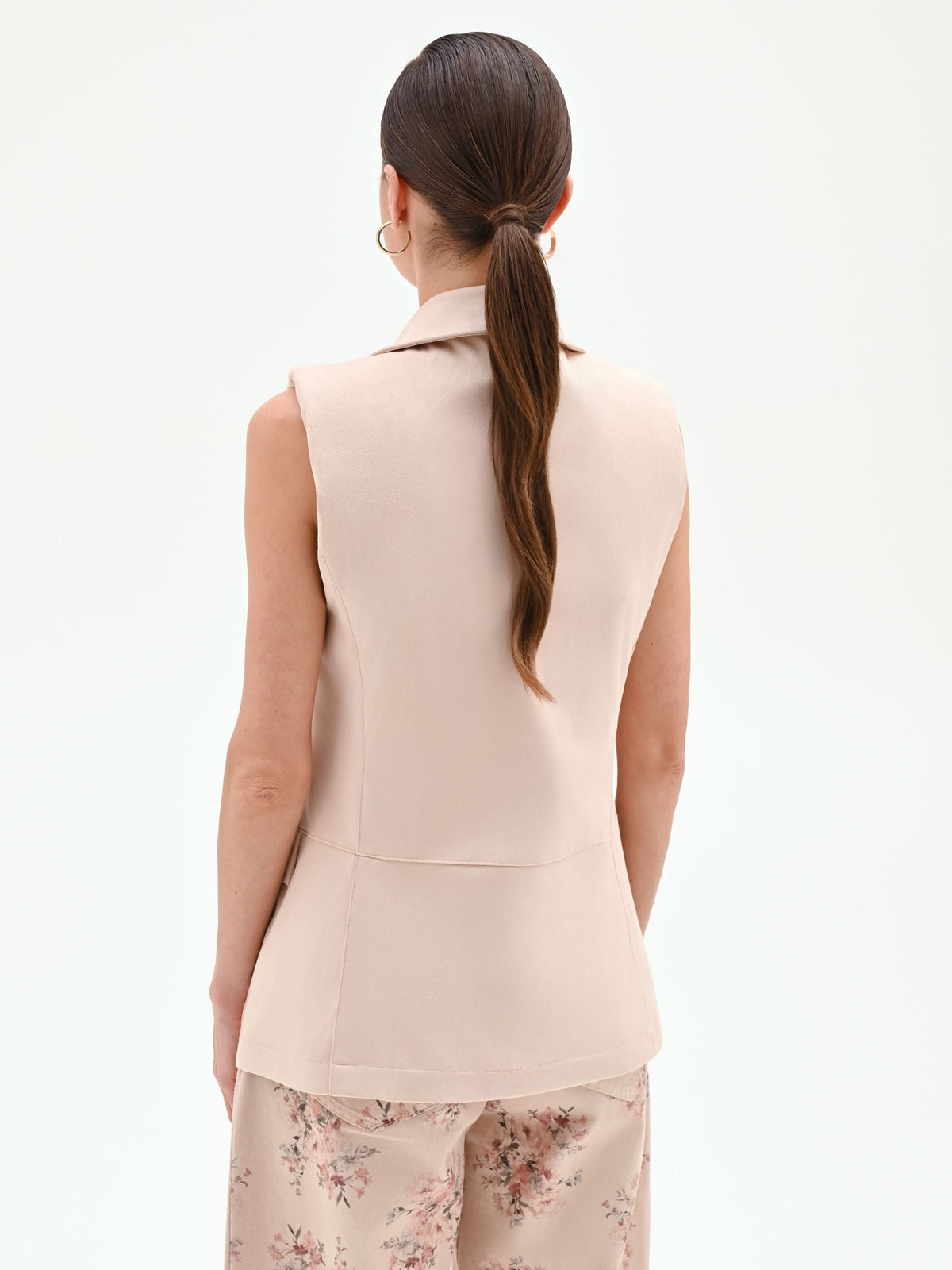 Gilet monopetto rosa cipria effetto scamosciato