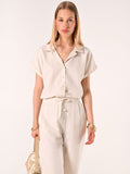 Camicia Boxy Beige in Lino Cotone