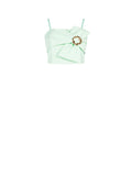 Top crop verde menta con fibbia decorativa