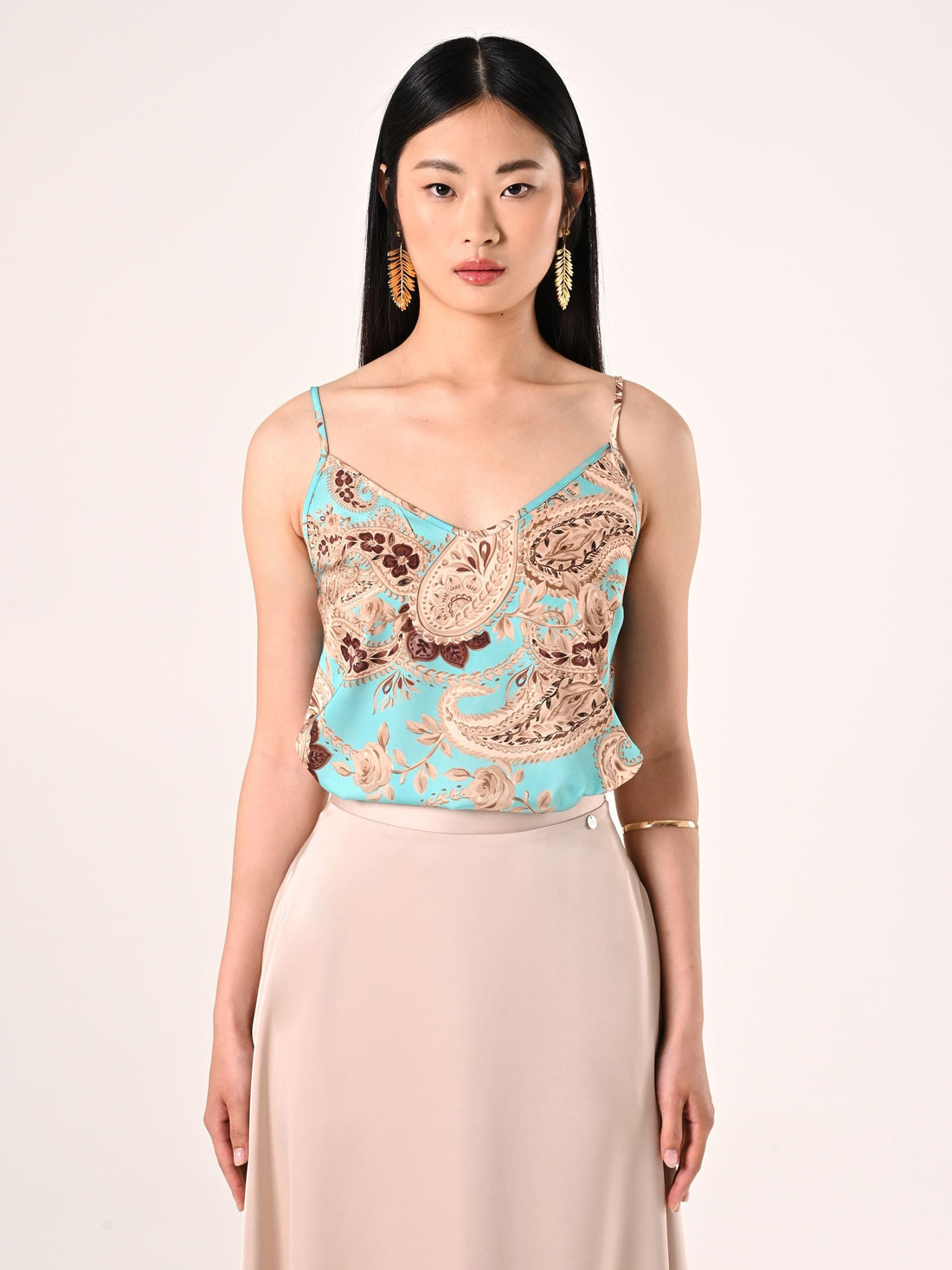 Top stampa Paisley Verde Acqua