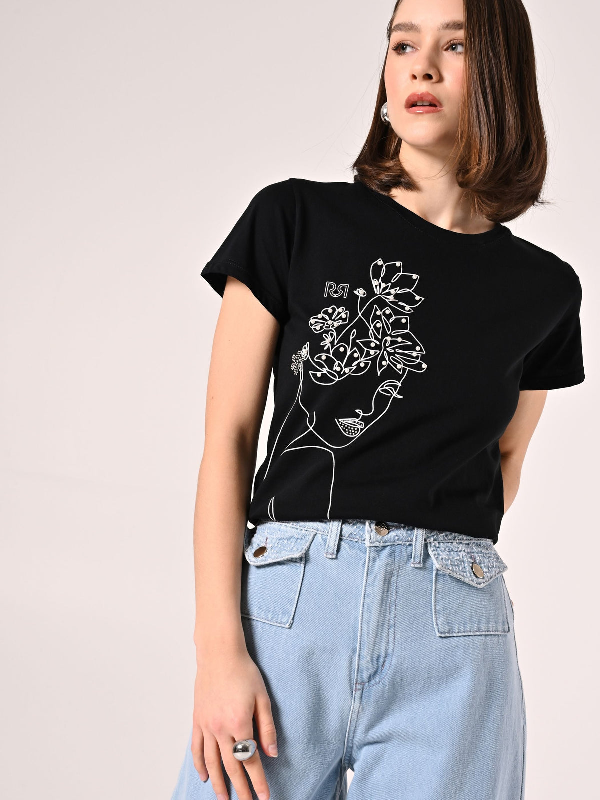 T-Shirt bianca in Cotone con Perle