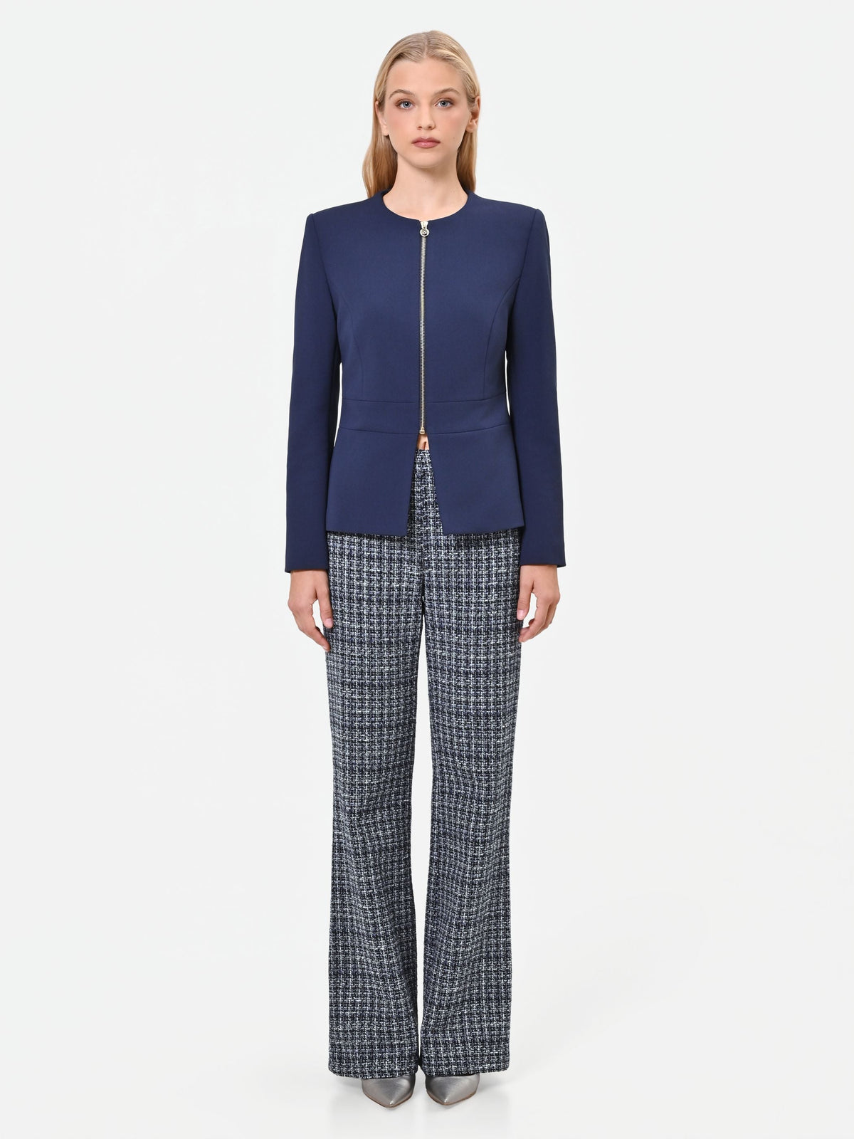 Giacca blu navy in scuba crèpe