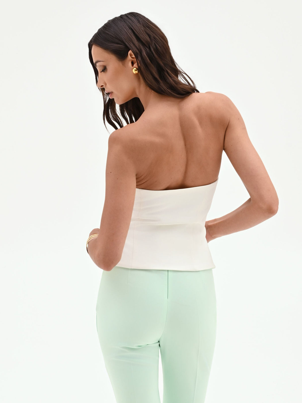 Top bustier bianco con scollo a cuore